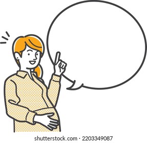 Speech bubble illustration of a young pregnant woman