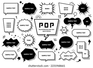 Speech bubble illustrations No.19 Pop and American-comic style speech balloons. Line widths can be edited. - Shutterstock ID 2231968661