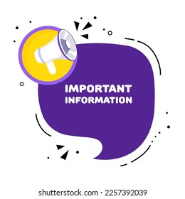 Burbuja de voz con texto informativo importante. Burbuja del discurso con altavoz. Estilo de arte pop. Icono de línea de vector para negocios y publicidad