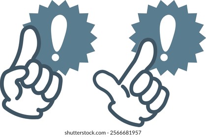 Speech bubble with index finger and exclamation mark