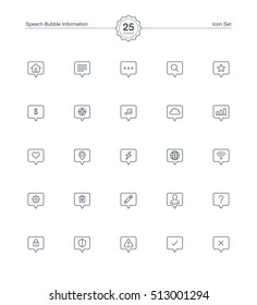Speech bubble information icons set, Vector illustration