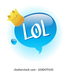 Speech bubble with inscription "LOL". Vector illustration isolated on white background.