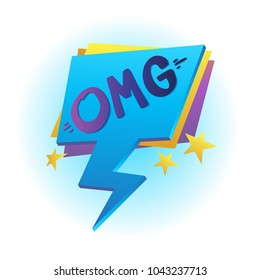 Speech bubble with inscription "OMG". Vector illustration isolated on white background.