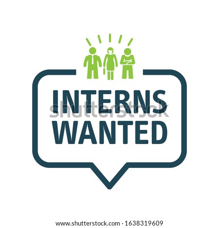 Speech bubble INTERNS WANTED - banner vector with reminer symbol and speech bubble