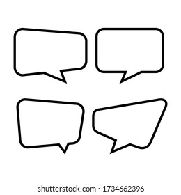 speech bubble isolated on white, speech balloon square sign for communication symbol, doodle line speech bubble for talk text, balloon message icon, dialog chatting graphic for icon talk, vector