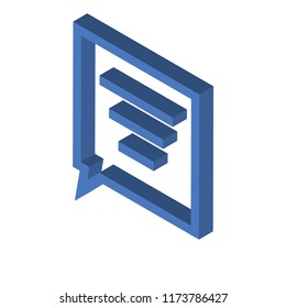 Speech bubble isometric left top view 3D icon