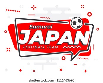 Speech Bubble JAPAN with icon football, soccer ball. Vector Illustration.