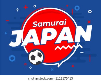 Speech Bubble JAPAN with icon football, soccer ball. Vector Illustration.