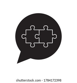 speech bubble with jigsaw pieces icon over white background, silhouette style, vector illustration