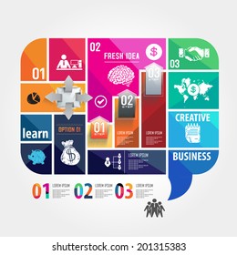 speech bubble jigsaw puzzle with Businessman. concept vector illustration 