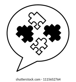 speech bubble and jigsaw puzzle solution