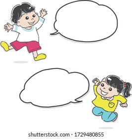 Speech bubble kids cartoon character illustration