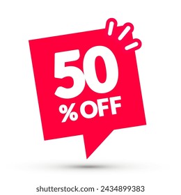 Speech Bubble Label With Text 50 Percent Off
