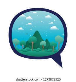 speech bubble with landscape view isolated icon