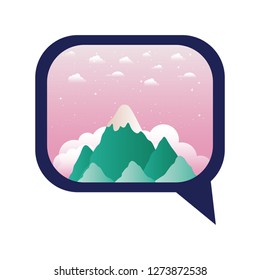 speech bubble with landscape view isolated icon