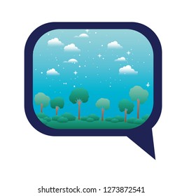 speech bubble with landscape view isolated icon