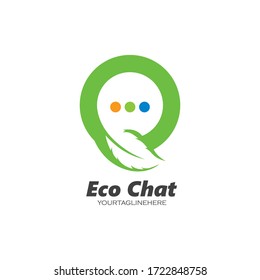 speech bubble leaf concept  logo icon vector template