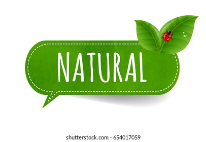 Speech Bubble With Leaf Gradient Mesh, Vector Illustration