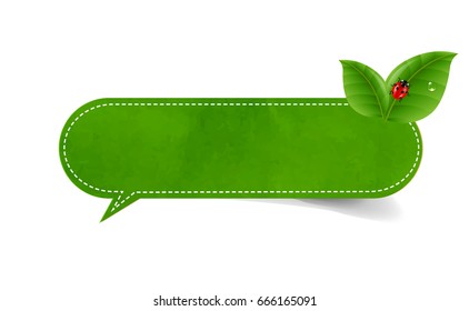 Speech Bubble With Leaf Gradient Mesh, Vector Illustration