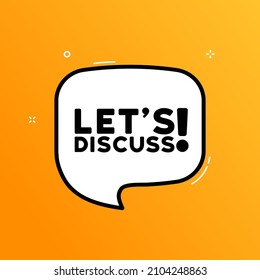 Speech bubble with Let s discuss text. Empty boom retro comic style. Pop art style. Vector line icon for Business and Advertising.