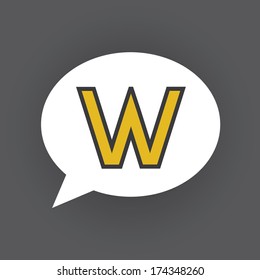 speech bubble with letter W