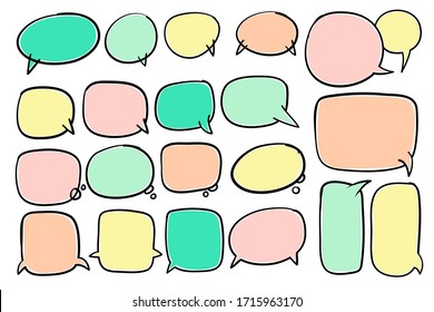 Speech bubble with light colors and editable layers. It's comic template for dailog, speech, thinking, conversation and other detail. Drawing vector illustration on white background.