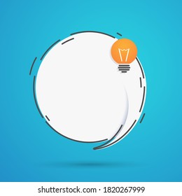 Burbuja de voz con bombilla en diseño plano