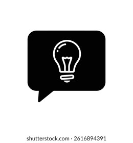 Speech Bubble with Lightbulb Icon for Idea or Inspiration - Black Design