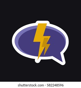 speech bubble with lightning icon. vector illustration