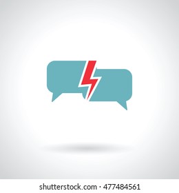 speech bubble with lightning vector illustration