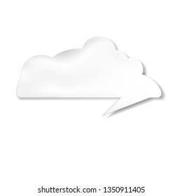 speech bubble like cloud isolated on white background, paper cut style