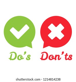 Speech bubble like dos and donts. Flat simple trend modern logotype graphic design. Concept of checklist element and reject or accept symbol for evaluation quiz. Vector illustration