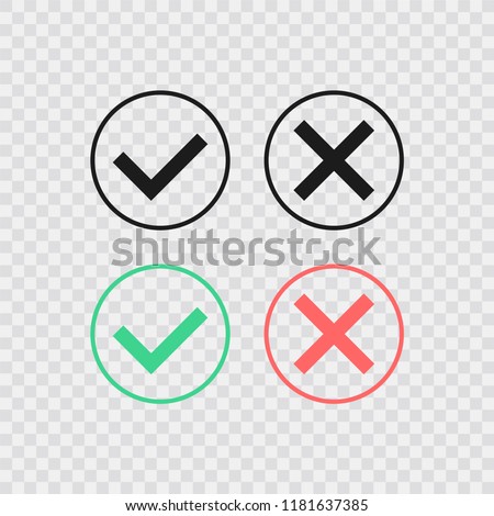 Speech bubble like dos and donts. Check mark. Concept of checklist element and reject or accept check mark symbol for evaluation quiz. Vector illustration. Check mark icon.