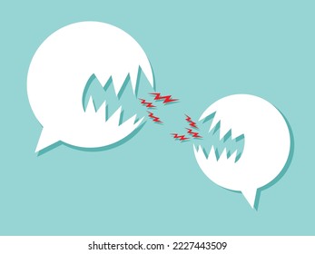 Speech bubble like an evil. bad communication. don't understand. Concept of bad communicate, office problem, talking confused, explain not clear, social bully, Aggressive dialogue. cartoon vector