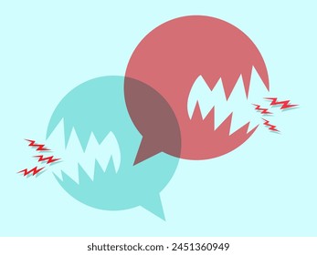 Speech bubble like an evil. bad communication. . Concept of bad communicate, conversation problem, talking confused, explain not clear, social bully, Aggressive dialogue.  cartoon illustration.