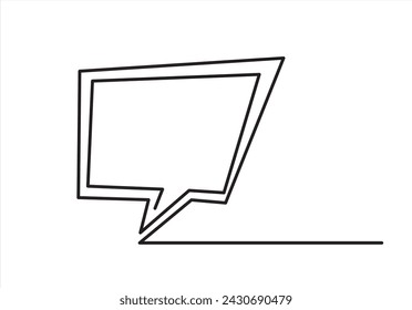 Speech bubble line art continuous one line drawing. Simple linear style. Dialogue, chat, thought cloud icon. Doodle. Vector illustration.