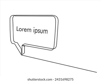 Speech bubble line art continuous one line drawing. Simple linear style. Dialogue, chat, thought cloud icon. Doodle. Vector illustration.