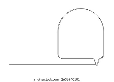 Speech Bubble Line Art Icon. One Continuous Line Frame Graphic. Outline Text Border Element. Web Chat Blank Empty Text Box Silhouette. Editable Thin Curve Stroke Doodle Line Art. 