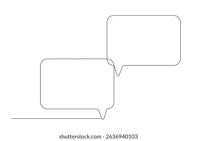 Speech Bubble Line Art Icon. One Continuous Line Frame Graphic. Outline Text Border Element. Web Chat Blank Empty Text Box Silhouette. Editable Thin Curve Stroke Doodle Line Art. 