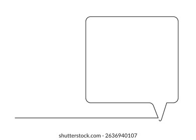 Speech Bubble Line Art Icon. One Continuous Line Frame Graphic. Outline Text Border Element. Web Chat Blank Empty Text Box Silhouette. Editable Thin Curve Stroke Doodle Line Art. 