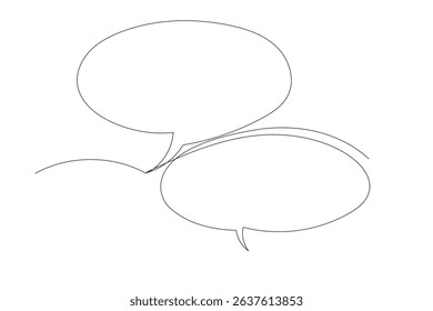 Speech Bubble Line Art Icon. One Continuous Line Frame Graphic. Outline Text Border Element. Web Chat Blank Empty Text Box Silhouette. Editable Thin Curve Stroke Doodle Line Art.