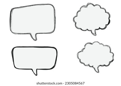 Speech bubble line brush icon set 