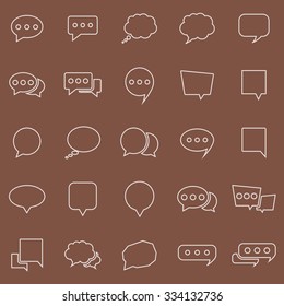 Speech Bubble line color icons on brown background, stock vector