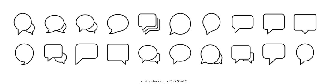 Speech Bubble Line Icon Bundle. Editable Stroke. Minimalistic Linear Pictogram for Design of Cards, Apps, Banners, Posts