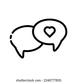 Speech bubble line icon. communication, chat, callout, notification, heart, like, approval, reaction. communication concept. Vector black line icon on white background