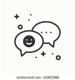 Speech bubble line icon. Conversation chat dialog message question. Thin linear party basic element. Vector simple design. Illustration. Flat symbols, sign