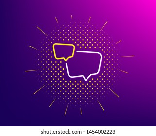 Speech bubble line icon. Halftone pattern. Chat sign. Social media message symbol. Gradient background. Speech bubble line icon. Yellow halftone pattern. Vector