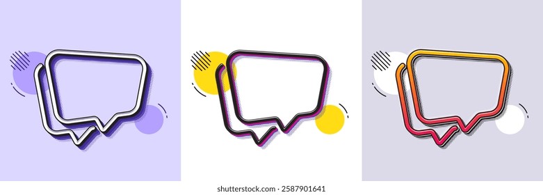 Speech bubble line icon. Halftone dotted pattern. Gradient icon with grain shadow. Chat sign. Social media message symbol. Line speech bubble icon. Various designs. Vector