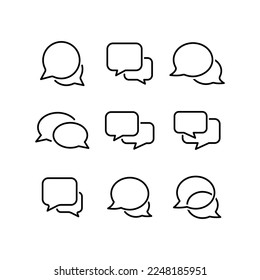 Juego de iconos de la línea de burbuja de voz. Símbolo de signo de icono de burbuja de chat. ilustración vectorial