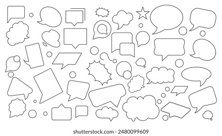 Speech Bubble line icon set. Talk bubble icon. Speech, bubble, talk, chat, message, balloon and communication icon. Cloud speech bubbles outline icon collection. UI thin outline icons pack.